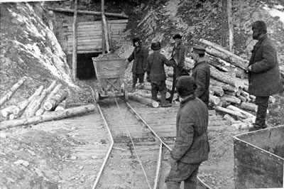 Prisoners mine gold at Kolyma.